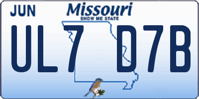 MO license plate UL7D7B