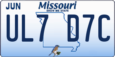 MO license plate UL7D7C