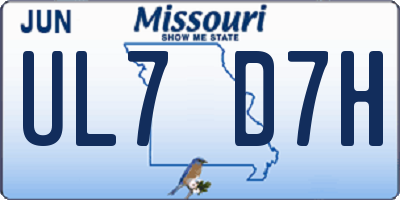 MO license plate UL7D7H