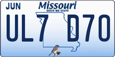 MO license plate UL7D7O