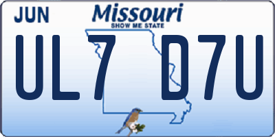 MO license plate UL7D7U
