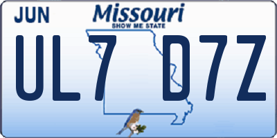 MO license plate UL7D7Z