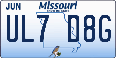 MO license plate UL7D8G