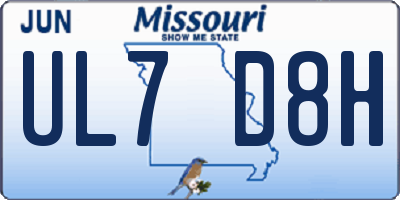 MO license plate UL7D8H