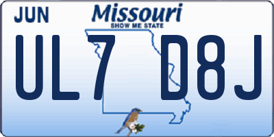 MO license plate UL7D8J