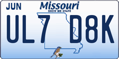 MO license plate UL7D8K
