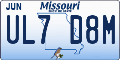 MO license plate UL7D8M