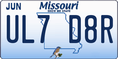 MO license plate UL7D8R