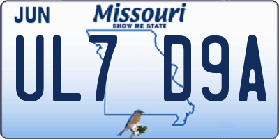 MO license plate UL7D9A