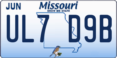 MO license plate UL7D9B