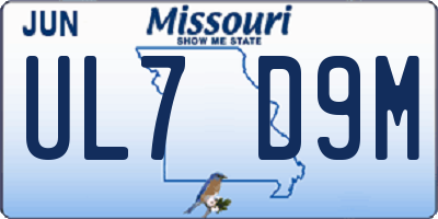 MO license plate UL7D9M