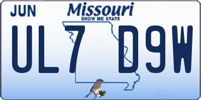 MO license plate UL7D9W