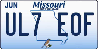 MO license plate UL7E0F