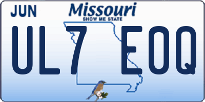 MO license plate UL7E0Q