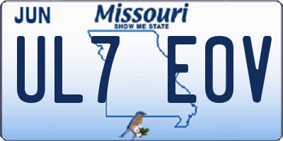 MO license plate UL7E0V