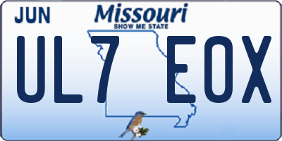 MO license plate UL7E0X