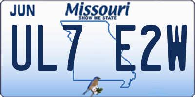 MO license plate UL7E2W