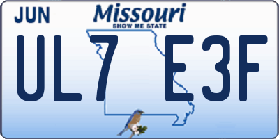 MO license plate UL7E3F