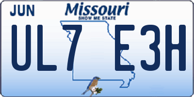 MO license plate UL7E3H