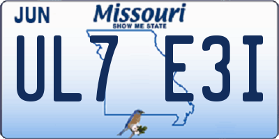 MO license plate UL7E3I