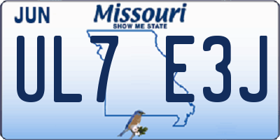 MO license plate UL7E3J