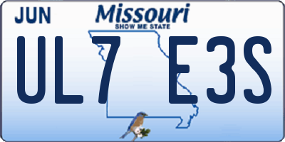 MO license plate UL7E3S