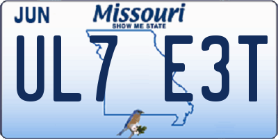 MO license plate UL7E3T