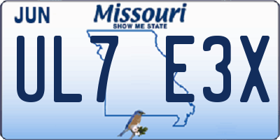 MO license plate UL7E3X