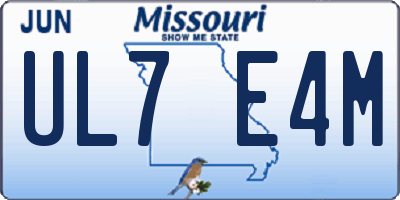 MO license plate UL7E4M