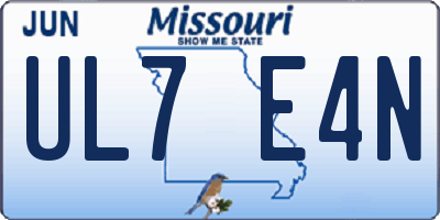 MO license plate UL7E4N