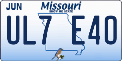 MO license plate UL7E4O