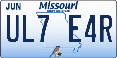 MO license plate UL7E4R