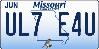 MO license plate UL7E4U