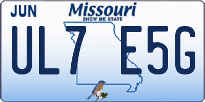 MO license plate UL7E5G