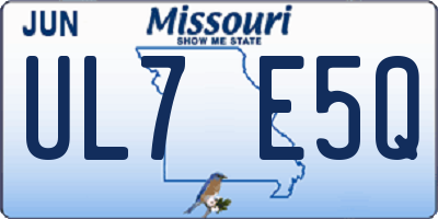 MO license plate UL7E5Q