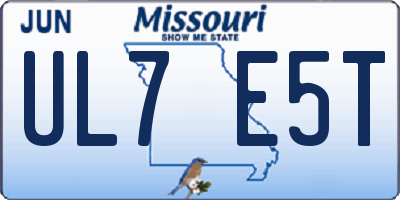 MO license plate UL7E5T