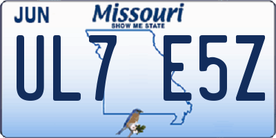 MO license plate UL7E5Z