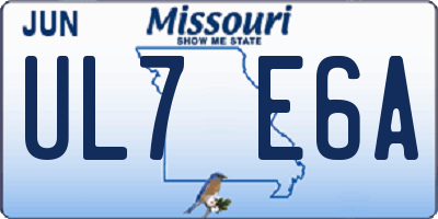 MO license plate UL7E6A