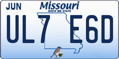 MO license plate UL7E6D
