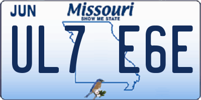 MO license plate UL7E6E