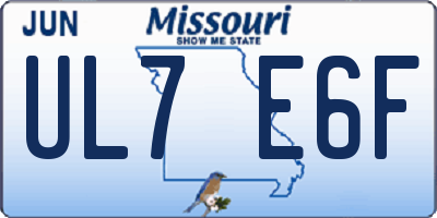 MO license plate UL7E6F