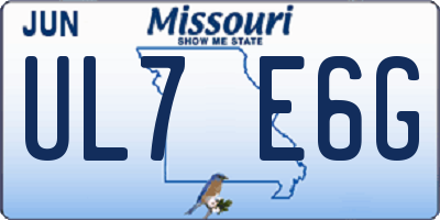 MO license plate UL7E6G
