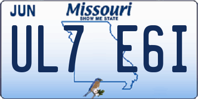 MO license plate UL7E6I