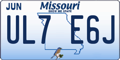 MO license plate UL7E6J
