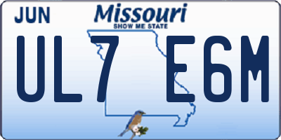 MO license plate UL7E6M
