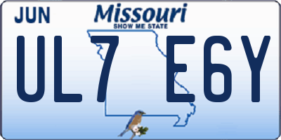 MO license plate UL7E6Y