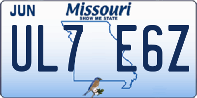 MO license plate UL7E6Z