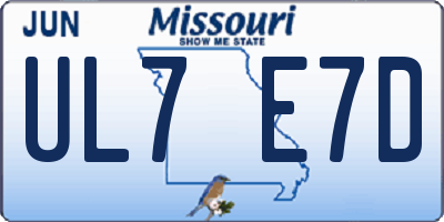 MO license plate UL7E7D
