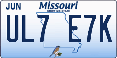 MO license plate UL7E7K