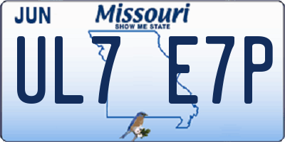 MO license plate UL7E7P